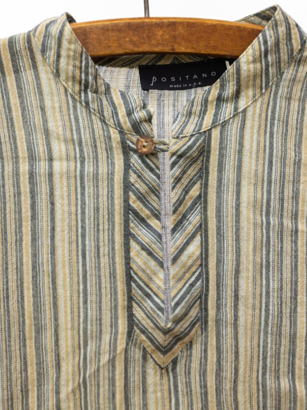 Light Weight, Cheese Cloth Green Stripped Shirt M